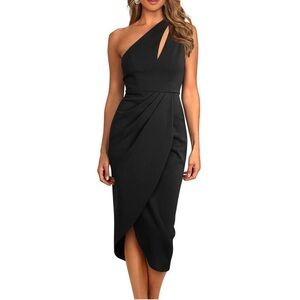 Chicwish Black Asymmetrical One Shoulder Cocktail Dress